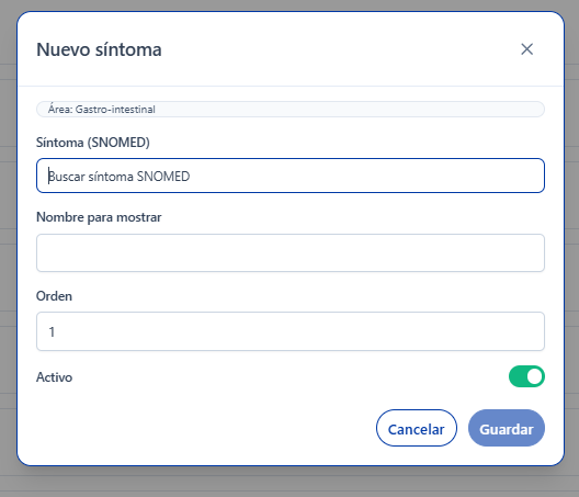 Nuevo síntoma paso 2