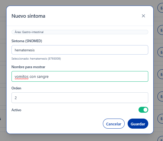 Nuevo síntoma paso 3