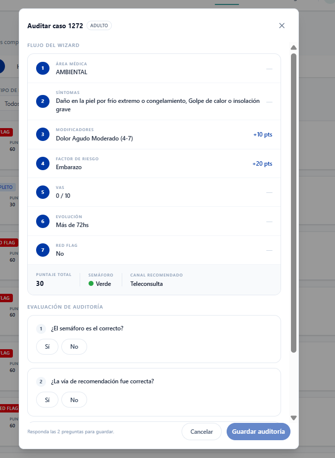 Auditoría — Flujo completo