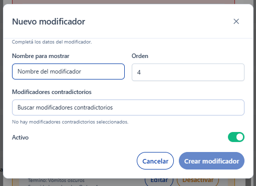 Nuevo modificador